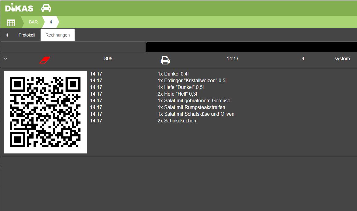 DiKAS DigitalBon mit QR-Code